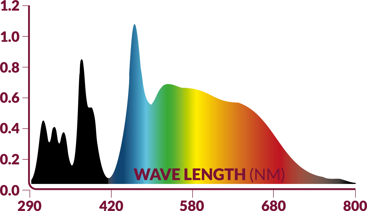 Spectre lumineux — Rampe LED UV 14 %